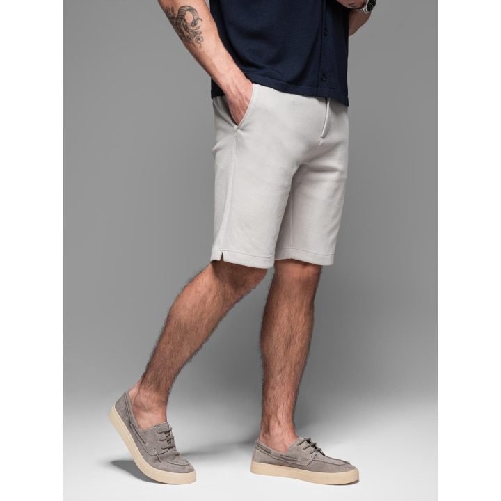 Vyriški šviesiai pilki slim fit šortai iki kelių