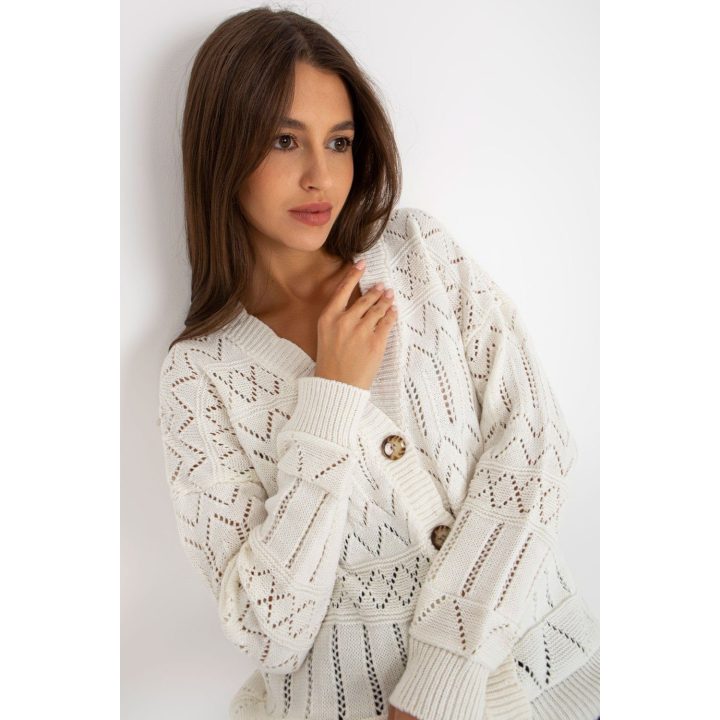Megztinis Sweter Damski LC 8022.04P Ecru - Rue Paris