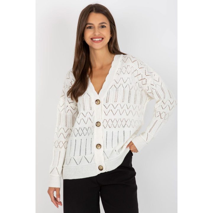 Megztinis Sweter Damski LC 8022.04P Ecru - Rue Paris