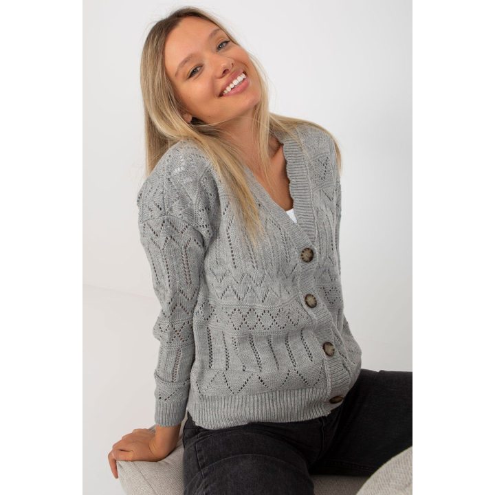 Megztinis Sweter Damski LC 8022.04P Grey - Rue Paris