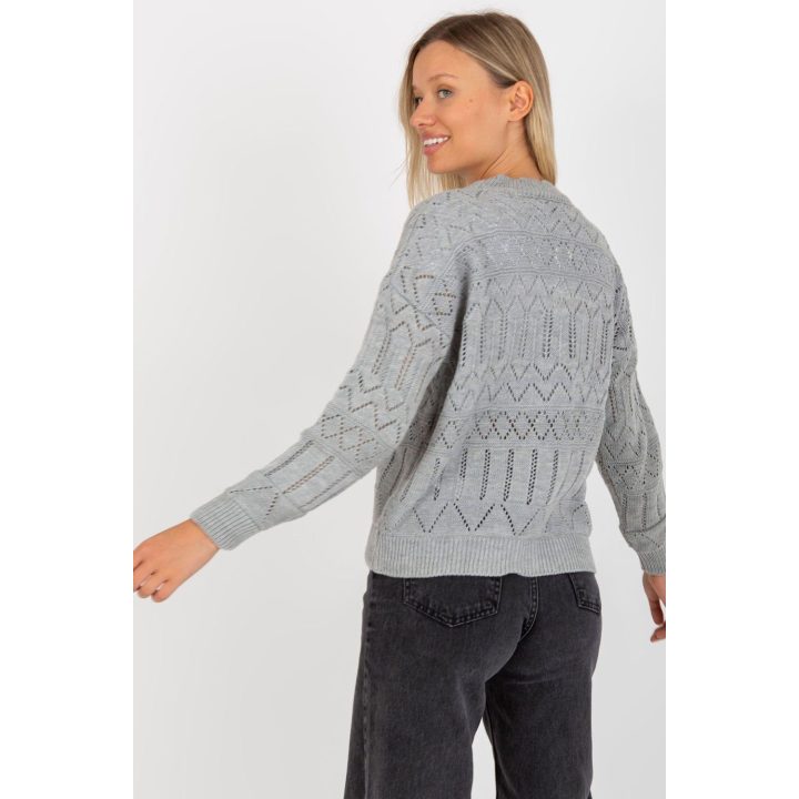 Megztinis Sweter Damski LC 8022.04P Grey - Rue Paris