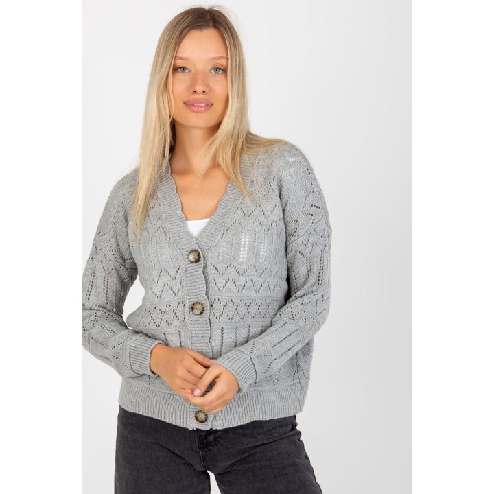 Megztinis Sweter Damski LC 8022.04P Grey - Rue Paris