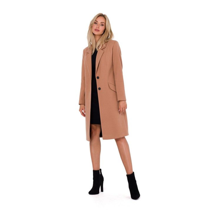 Moteriškas paltas MOE758 Camel - Moe