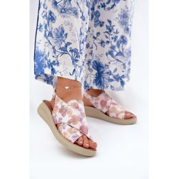 Basutės moterims iš eko odos su gėlėmis, margaspalvės