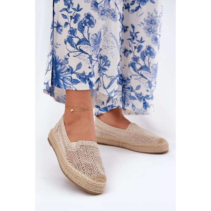 Espadrilės moterims smėlio spalvos su platforma