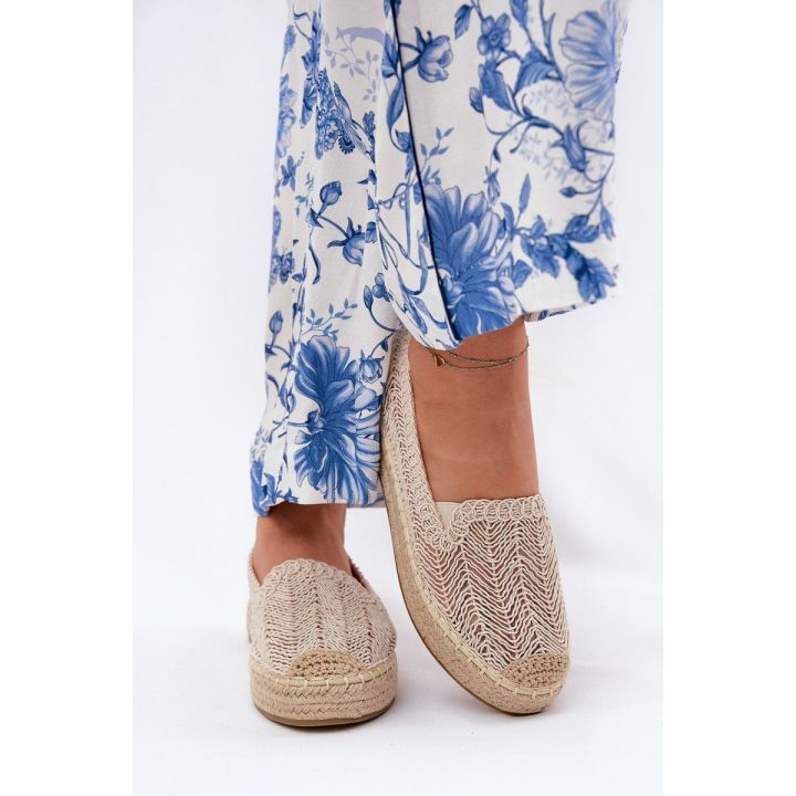 Espadrilės moterims smėlio spalvos su platforma