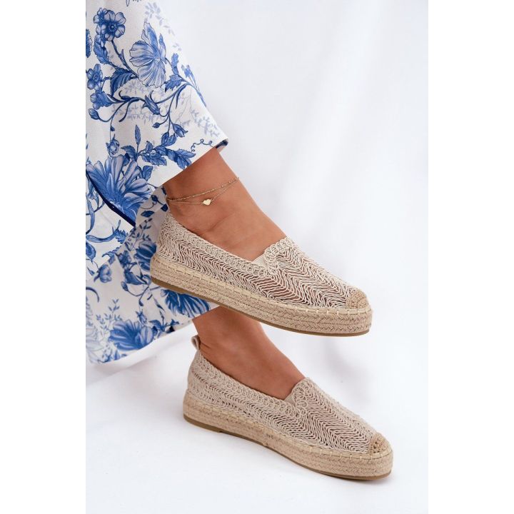 Espadrilės moterims smėlio spalvos su platforma