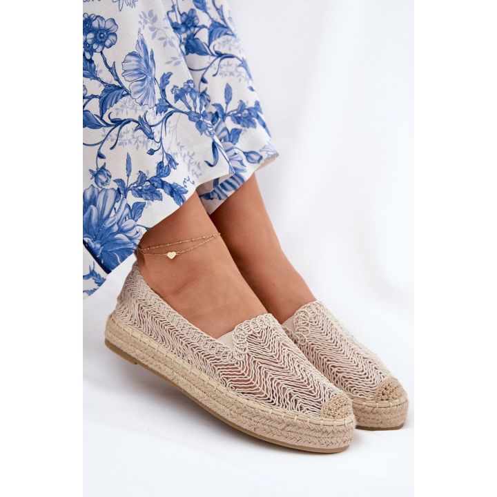 Espadrilės moterims smėlio spalvos su platforma