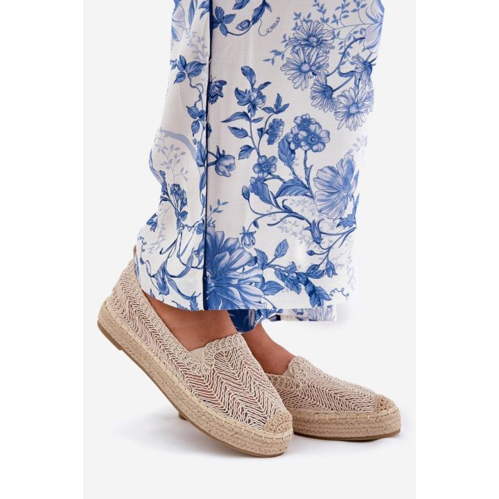 Espadrilės moterims smėlio spalvos su platforma
