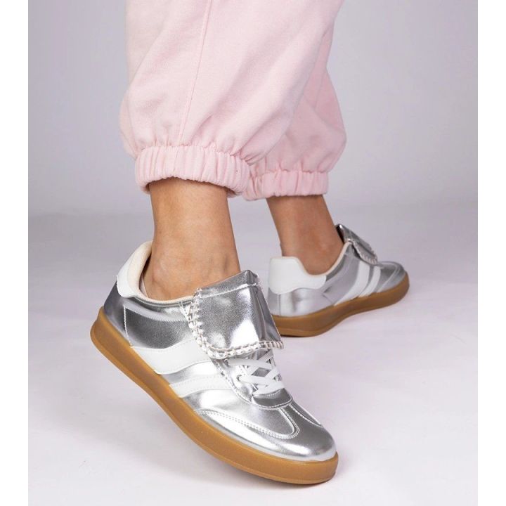 Sportiniai bateliai moterims, sidabriniai sneakersai