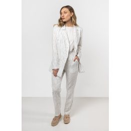Dryžuotos elegantiškos moteriškos kelnės vasarai