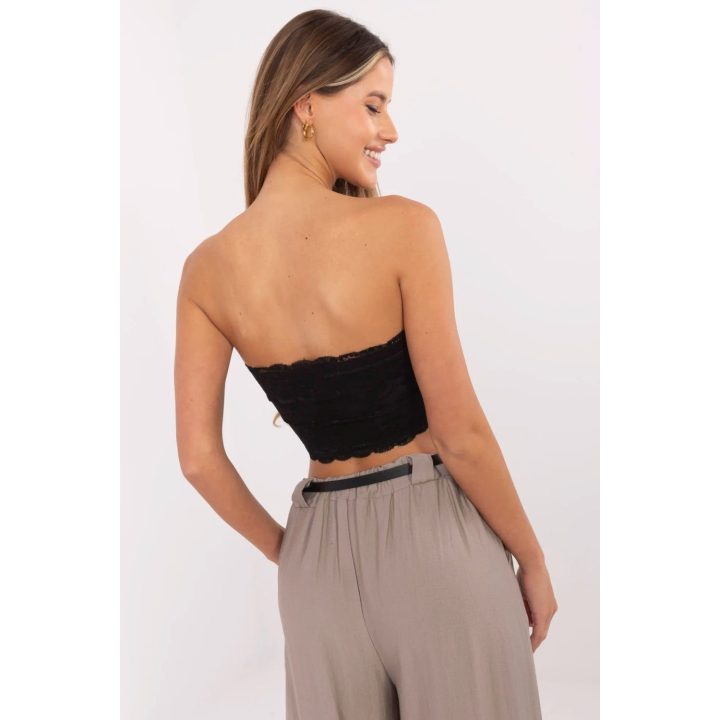 Nėriniuotas juodas bandeau topas vasarai Sublevel
