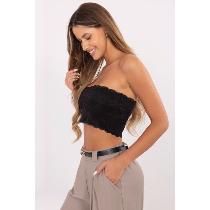 Nėriniuotas juodas bandeau topas vasarai Sublevel