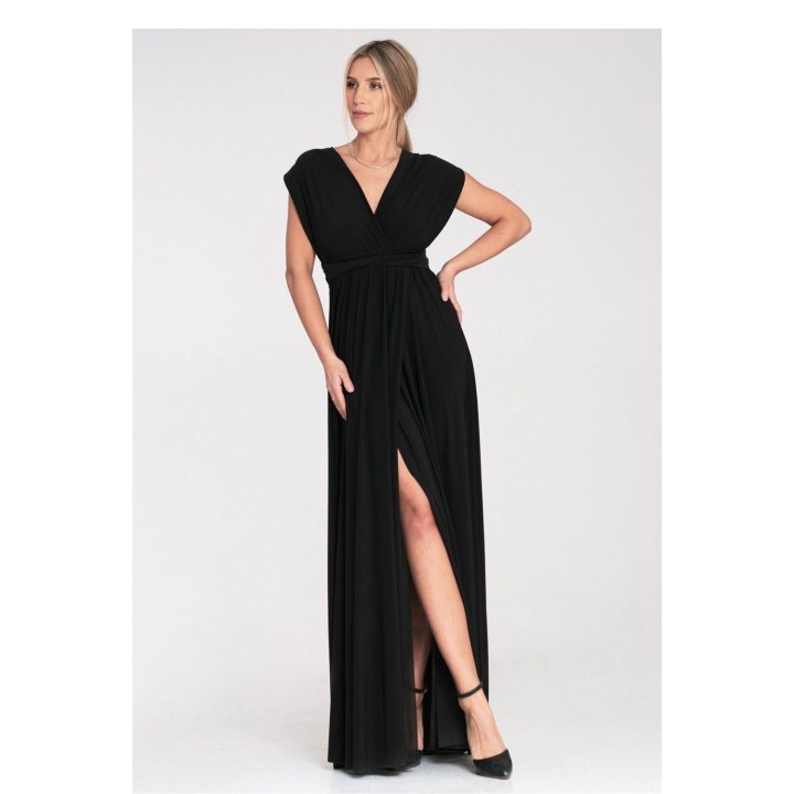 Ilga juoda suknelė be rankovių vakarui Figl