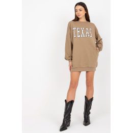 Ilgo kirpimo ruda moteriška palaidinė su užrašu TEXAS kasdienai Ex Moda