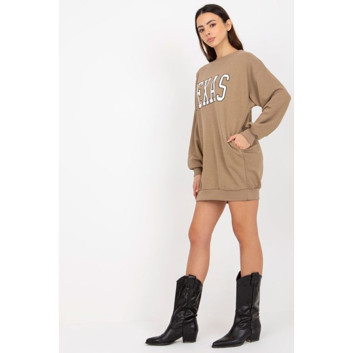 Ilgo kirpimo ruda moteriška palaidinė su užrašu TEXAS kasdienai Ex Moda