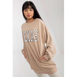 Džemperis smėlio spalvos su užrašu Texas“ kasdienai Ex Moda