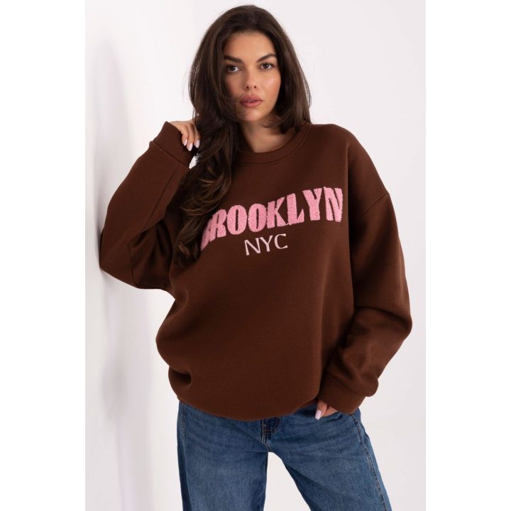 Rudas moteriškas džemperis su užrašu BROOKLYN NYC