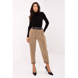 Smėlio spalvos moteriškos kelnės su raštu Look