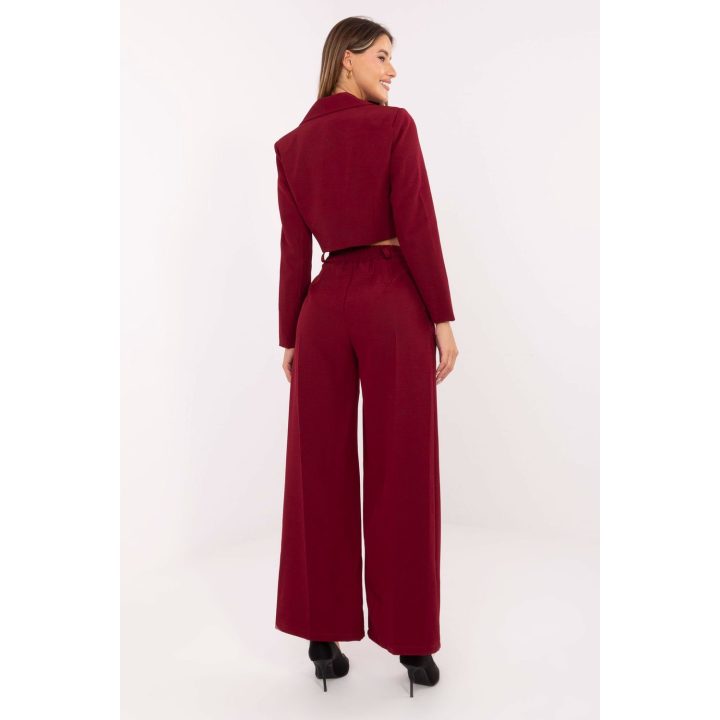 Moteriškas bordo kostiumėlis su plačiomis kelnėmis Rue Paris