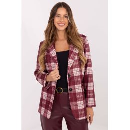 Moteriškas languotas švarkas bordo spalvos Rue Paris