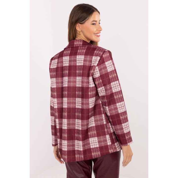 Moteriškas languotas švarkas bordo spalvos Rue Paris