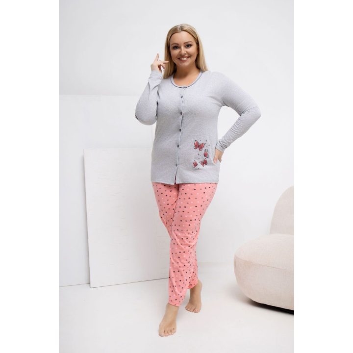 Moteriška pižama ilgomis rankovėmis Plus Size Forever Pink