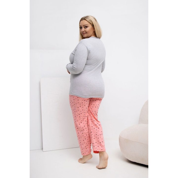 Moteriška pižama ilgomis rankovėmis Plus Size Forever Pink