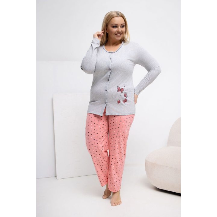 Moteriška pižama ilgomis rankovėmis Plus Size Forever Pink