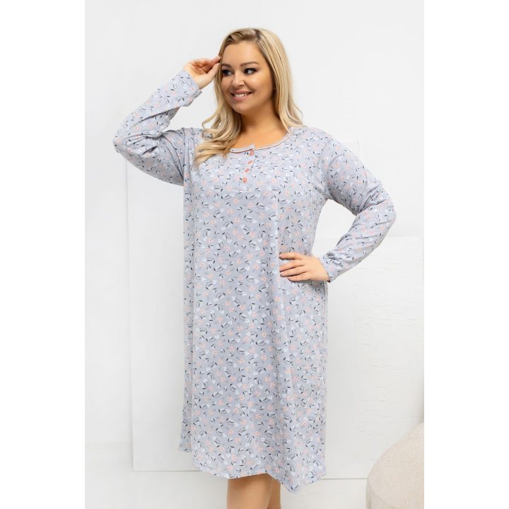 Moteriška naktinukė ilgomis rankovėmis Plus Size Forever Pink