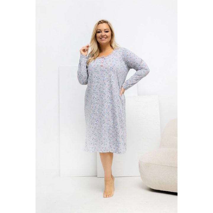 Moteriška naktinukė ilgomis rankovėmis Plus Size Forever Pink