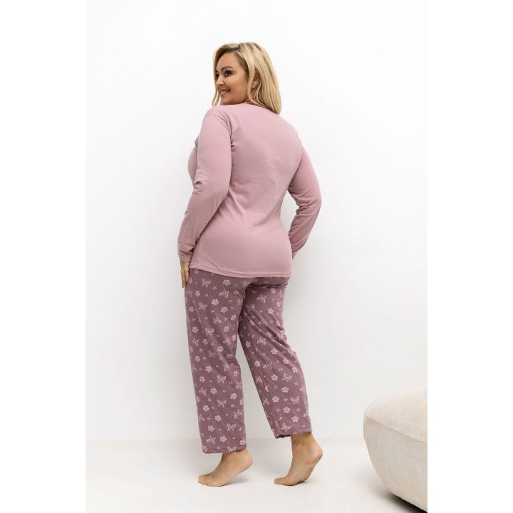 Moteriška pižama ilgomis rankovėmis Plus Size Forever Pink
