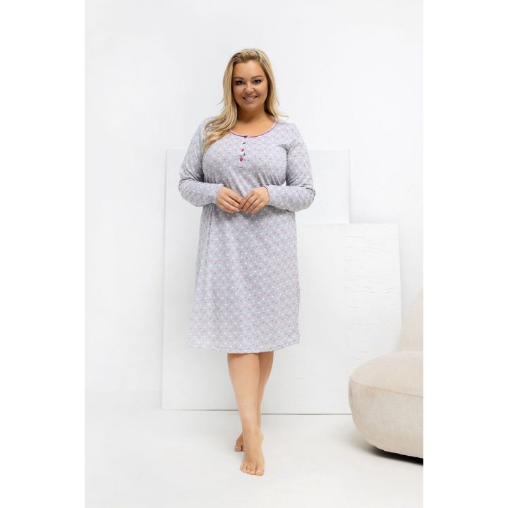 Moteriška naktinukė ilgomis rankovėmis Plus Size Forever Pink