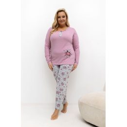 Moteriška pižama ilgomis rankovėmis Plus Size Forever Pink