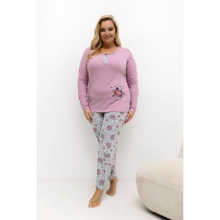 Moteriška pižama ilgomis rankovėmis Plus Size Forever Pink