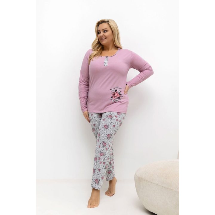 Moteriška pižama ilgomis rankovėmis Plus Size Forever Pink