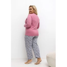 Moteriška pižama ilgomis rankovėmis Plus Size Forever Pink