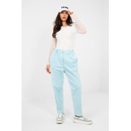 Kelnės moteriškos velvetinės aukštu liemeniu Italy Moda