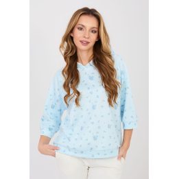 Megztinis moteriškas 3/4 rankovėmis gėlių raštu Italy Moda