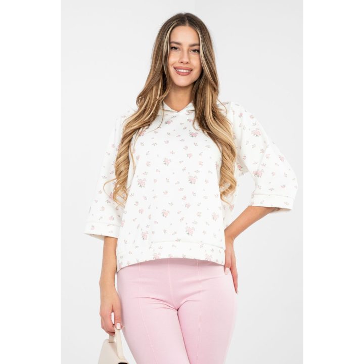 Moteriškas džemperis 3/4 rankovė gėlėtas Italy Moda