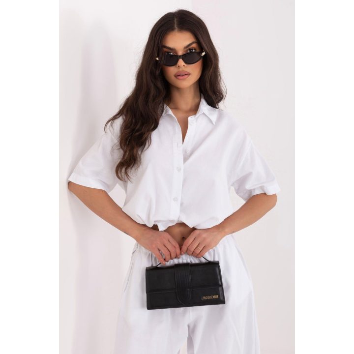 Moteriška palaidinė trumpomis rankovėmis iš medvilnės Italy Moda