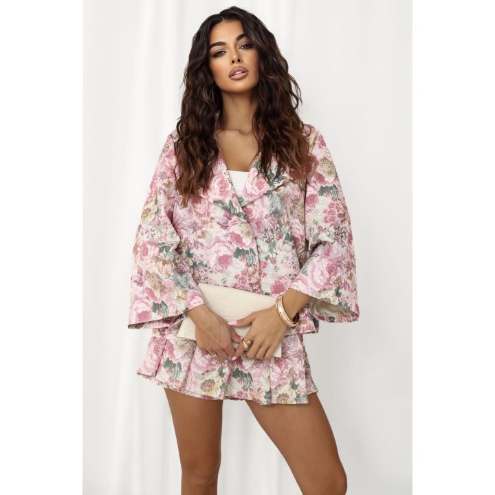Moteriškas švarkelis su gėlių raštu Italy Moda
