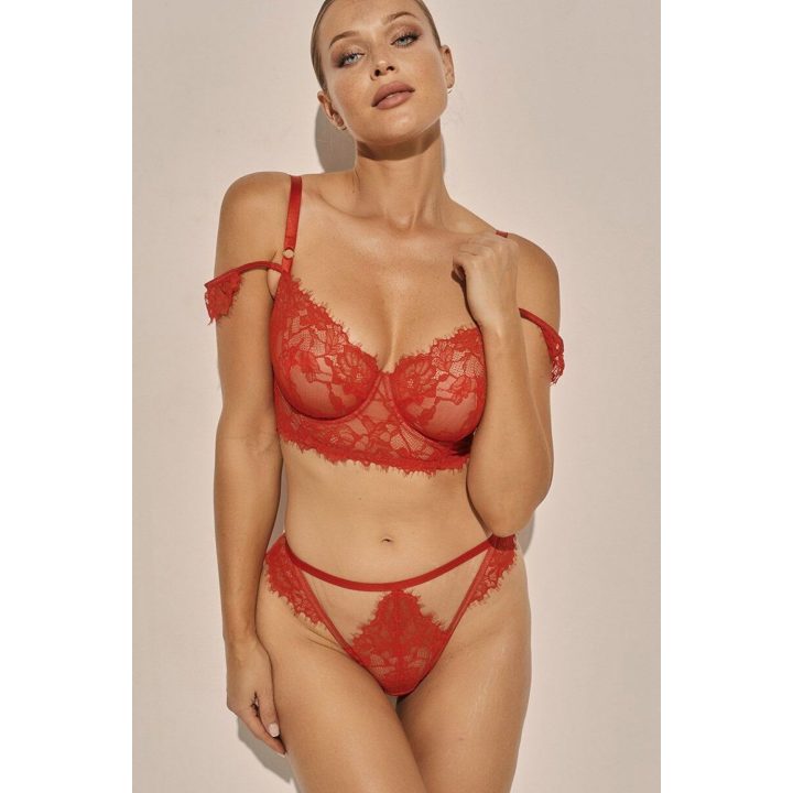 Minkšta nėriniuota liemenėlė Kinga Angel SC-1146, raudona