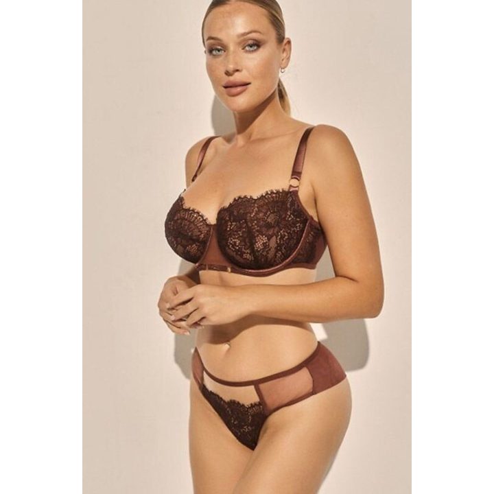 Moteriškos braziliško kirpimo kelnaitės Kinga Praline B-1136/2, rudos