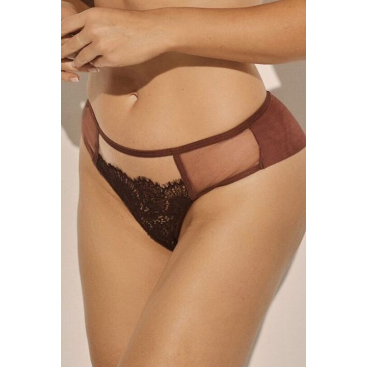 Moteriškos braziliško kirpimo kelnaitės Kinga Praline B-1136/2, rudos