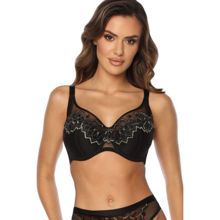 Pusiau pakietinta liemenėlė Kinga Shimmer Sophie juoda