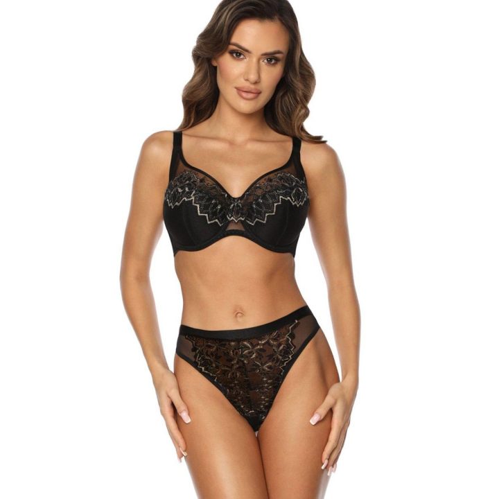 Pusiau pakietinta liemenėlė Kinga Shimmer Sophie juoda