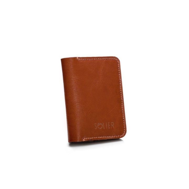 Plonos odinės vyriškos piniginės SOLIER SW11 SLIM BROWN