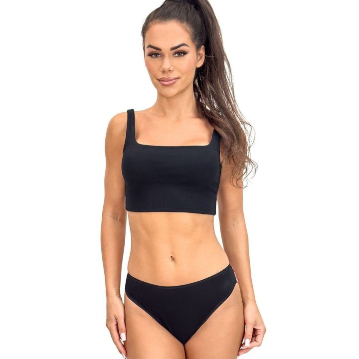 Juodos brazilinės kelnaitės su nėriniais Donna