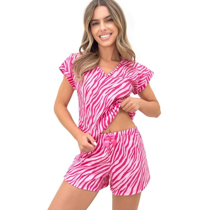 Moteriška pižama Donna Zebra Short fuksijos spalvos